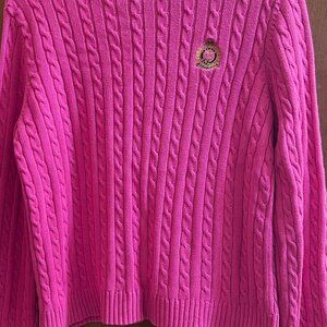 Lauren Ralph Lauren Vintage Hot Pink 100% Cotton Mock Neck Sweater Size Medium